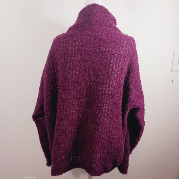 Free People, Burgundy Oversized Alpaca (89%) Nylon (11%) Sweater, Size MED, Soft - Picture 5 of 13